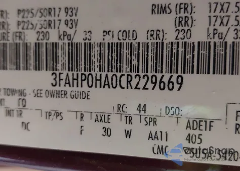 2012 Ford Fusion Se from USA, damaged, VIN 3FAHP0HA0CR229669